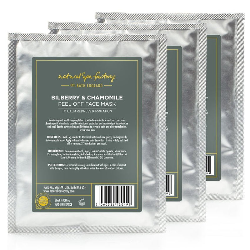 Bilberry & Chamomile Peel Off Face Mask For Sensitive Skin (30g) Set of 3 - Vegan Friendly