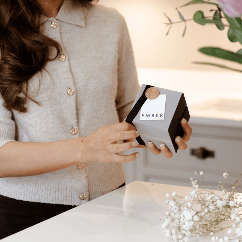 EMBER Luxury Hand-poured Tiare Massage Oil Candle 170g - for soft skin