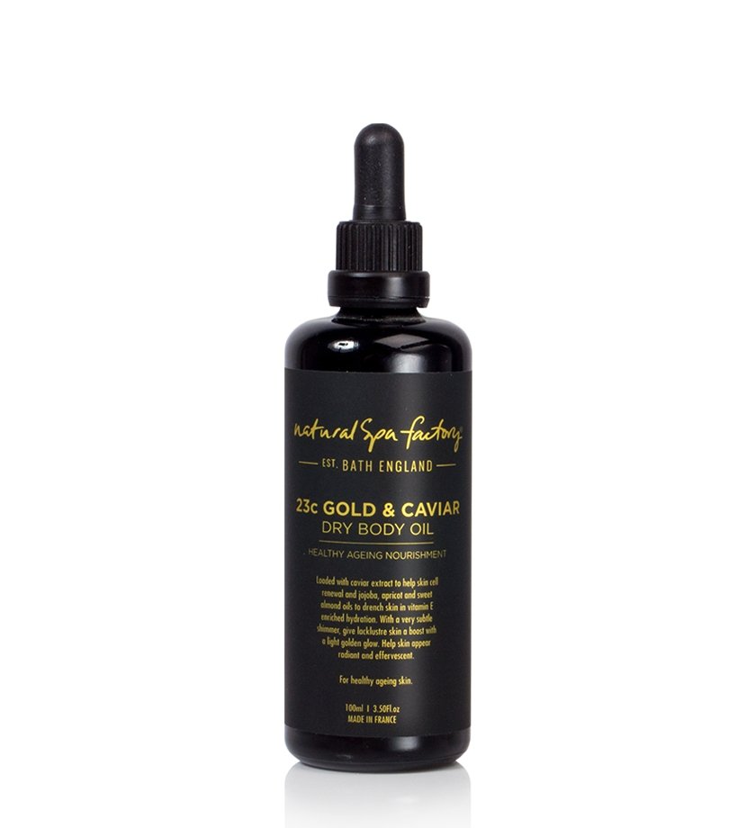GOLD SHIMMER & CAVIAR DRY BODY OIL (100ML) - HEALTHY AGEING NOURISHMENT - Natural Spa Factory Retail